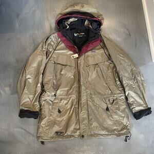 Eddie Bauer EBTek Goretex Jacket Coat Mens M Green Weatherproof Hood Ripstop